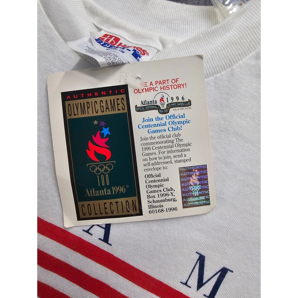 Vintage 1996 Atlanta Olympics Team America T-Shirt Hanes Beefy-T Kids Medium NWT - Picture 3 of 9